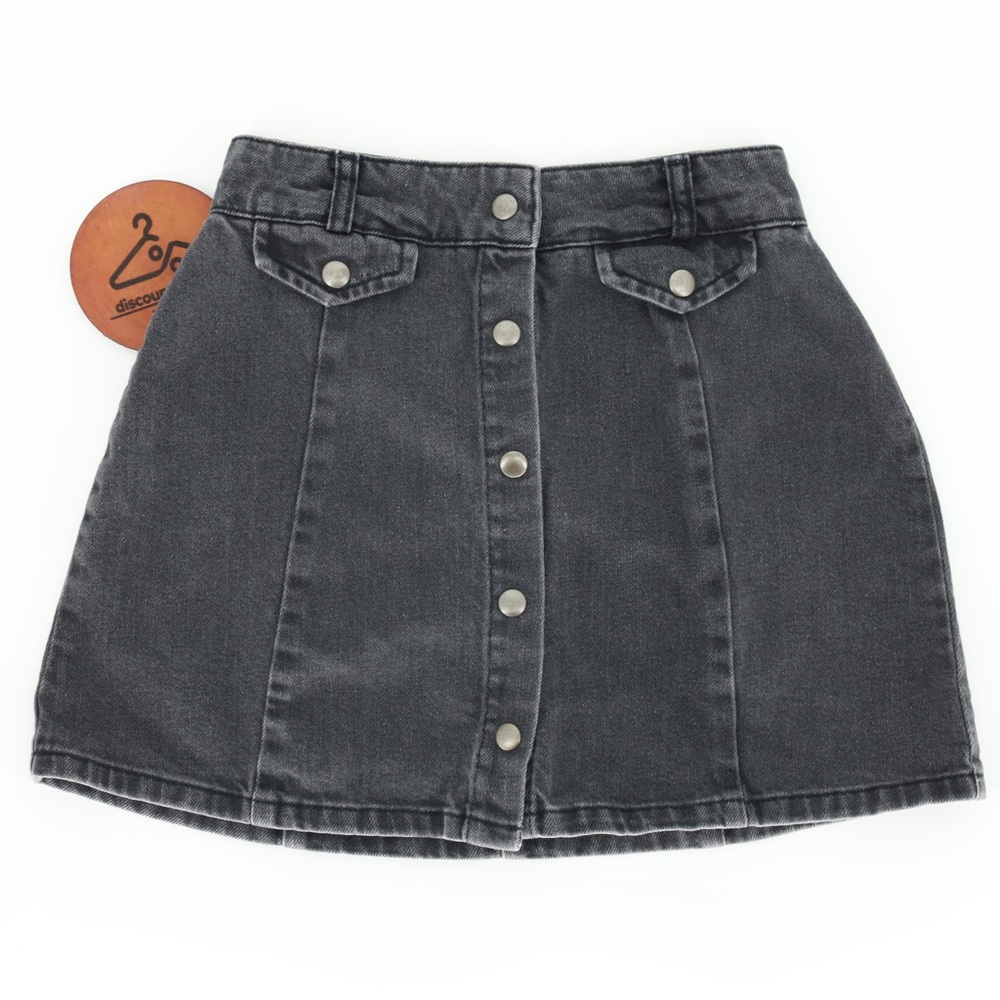 BDG Urban Outfitters Black Denim Button Front A-Line Mini Skirt XS Casual Skater